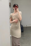 Marc le bihan shoulder lace -off asymmetric short sleeve top 2860 Tilleul